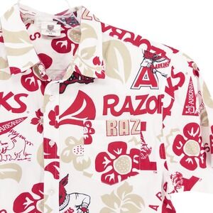 Wes and Willy Arkansas Razorback College Short Sleeve Hawaiian Shirt Men's XL
